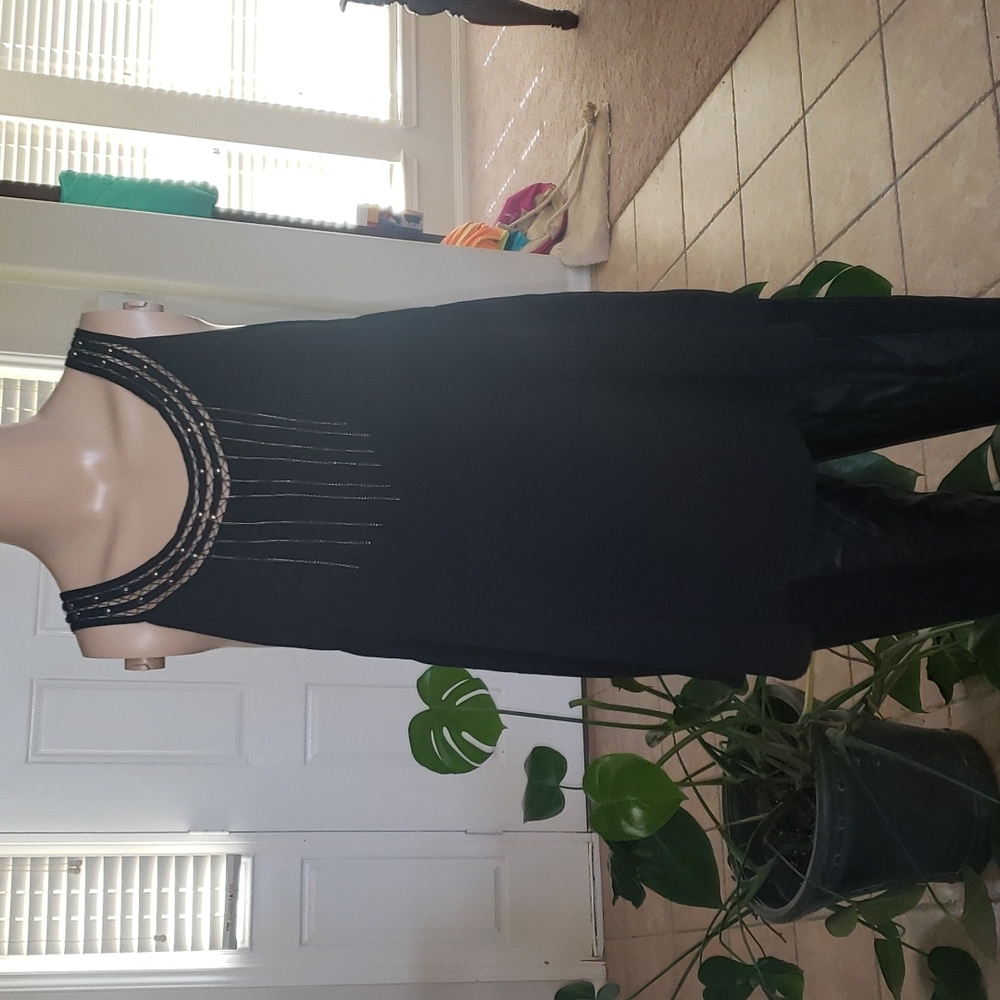 ASTR L embroidered cutout scoopneck dotted with studs dangling chains